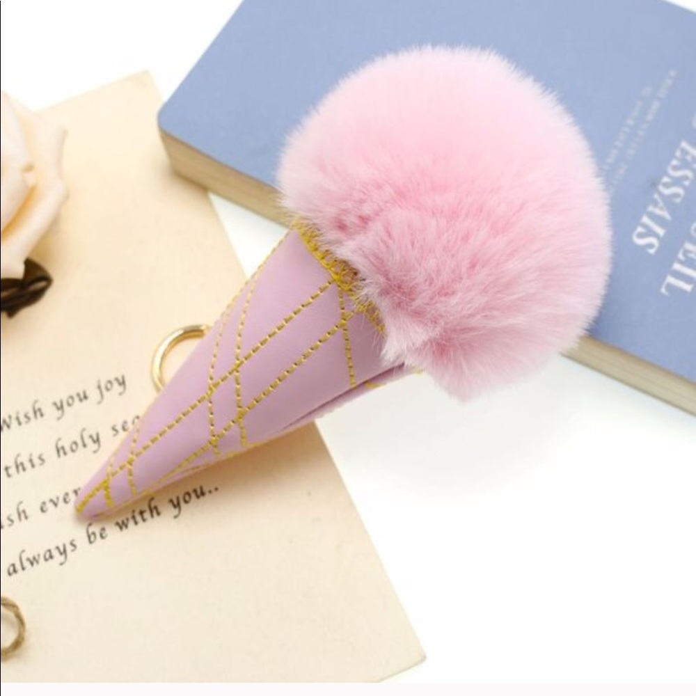 Ice cream pom pom keychain
